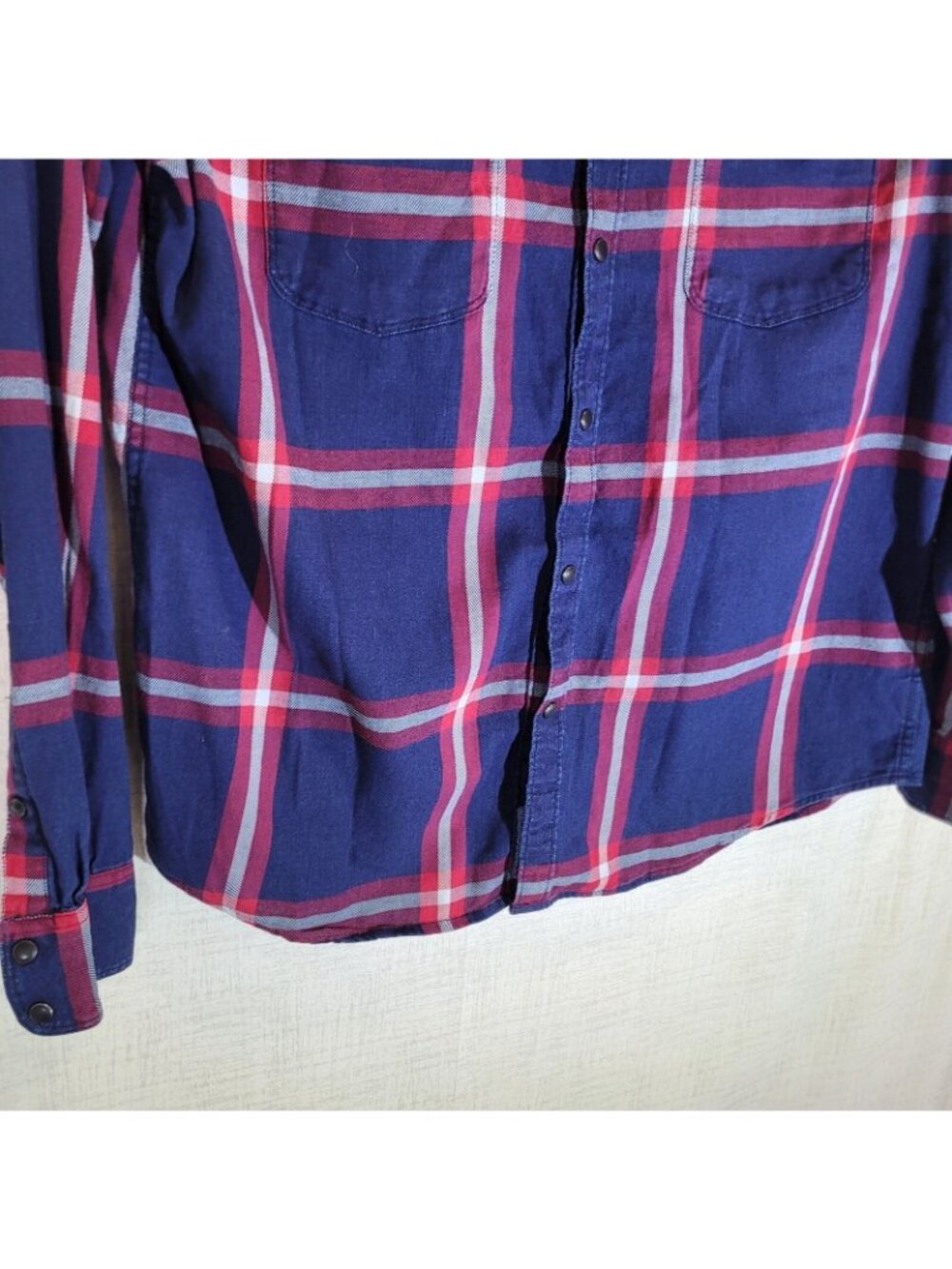 Lucky Brand Button Up Shirt Mens XL Blue Plaid Slim Fit Saturday Stretch - Picture 4 of 9